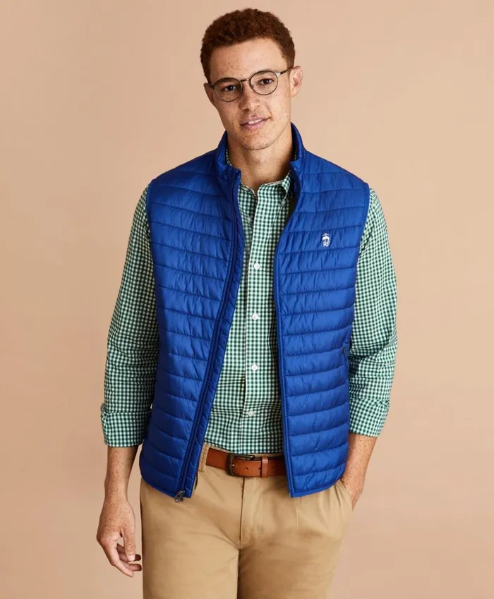 Brooks Brothers Outerwear WaterResistant Red Fleece Puffer Vest Blue 8211 Men Brooks Brothers Outerwear WaterResistant Red Fleece Puffer Vest Blue 8211 Men