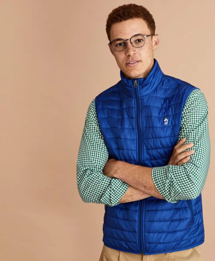 Brooks Brothers Outerwear WaterResistant Red Fleece Puffer Vest Blue 8211 Men Brooks Brothers Outerwear WaterResistant Red Fleece Puffer Vest Blue 8211 Men