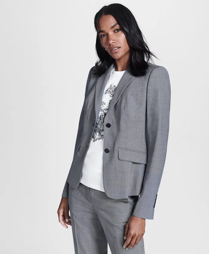 Brooks Brothers Petites Petite Houndstooth BrooksCool Merino Wool Jacket Greymulti 8211 Women
