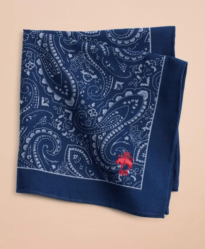 Brooks Brothers Pocket Squares and Handkerchiefs Cotton Paisley Pocket Square Navy 8211 Men