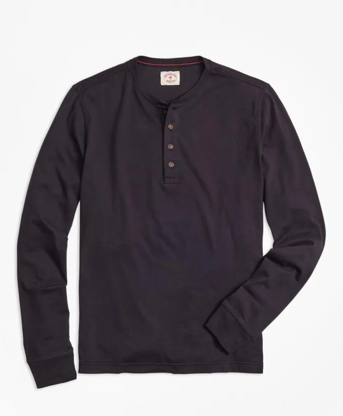 Brooks Brothers Polos and TShirts GarmentDyed Henley Black 8211 Men