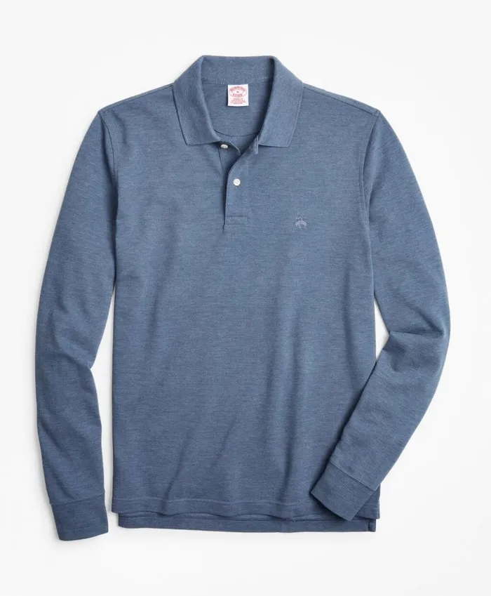 Brooks Brothers Polos and TShirts Original Fit Supima LongSleeve Performance Polo Shirt Denim Heather 8211 Men Brooks Brothers Polos and TShirts Original Fit Supima LongSleeve Performance Polo Shirt Denim Heather 8211 Men