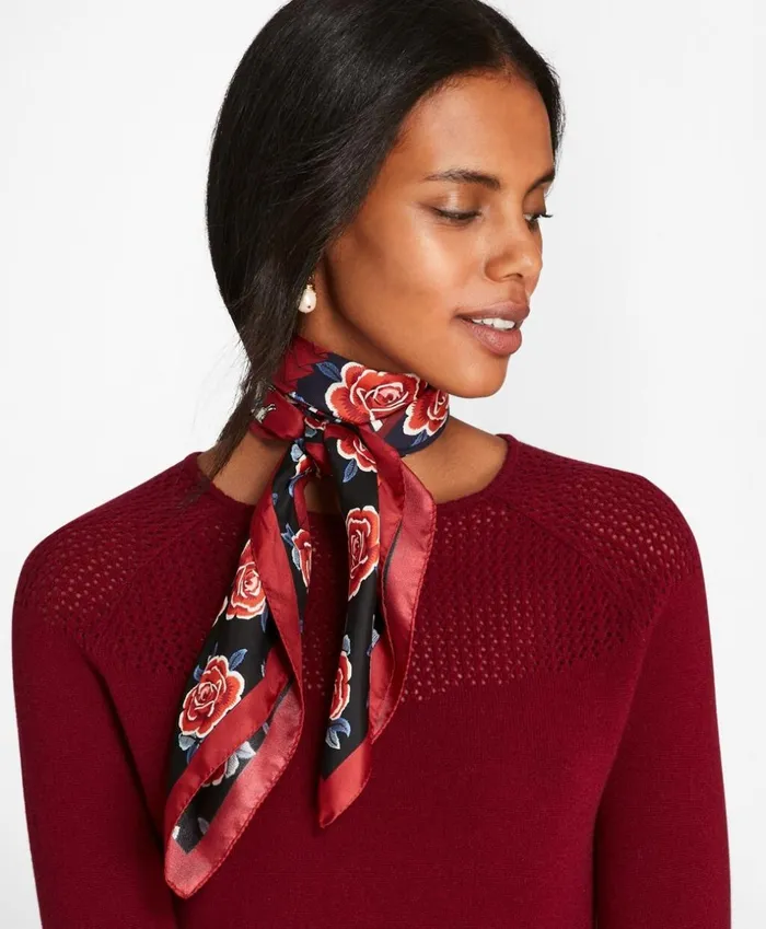 Brooks Brothers Scarves Hats and Gloves RosePrint Silk Square Scarf Red Multi 8211 Women Brooks Brothers Scarves Hats and Gloves RosePrint Silk Square Scarf Red Multi 8211 Women