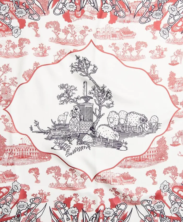 Brooks Brothers Scarves Hats and Gloves Toile Silk Square Scarf Whitemulti 8211 Women