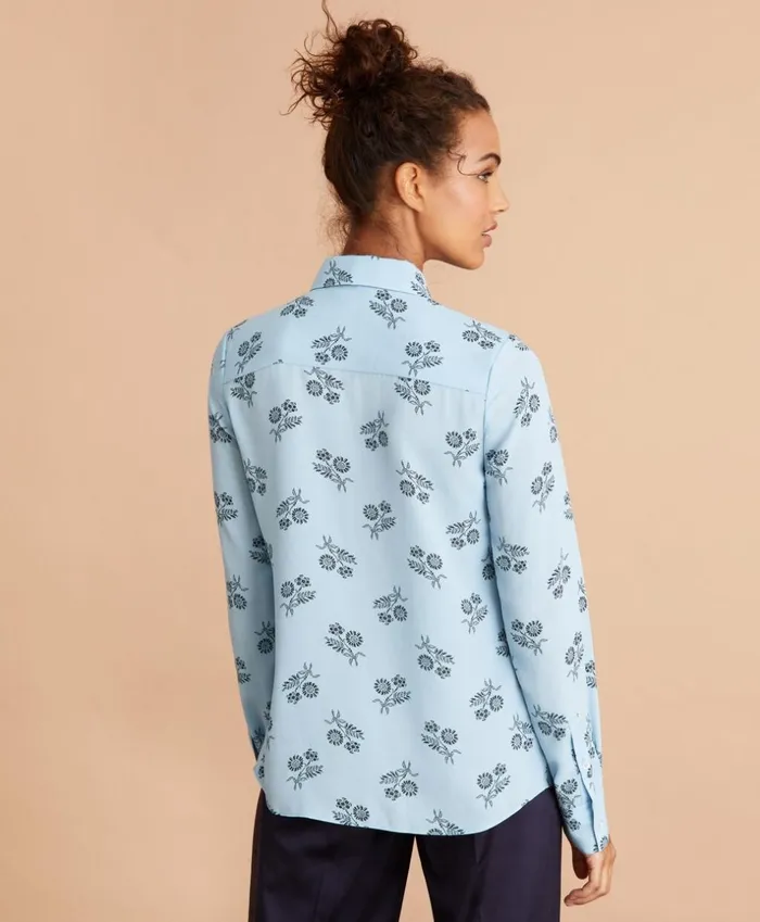 Brooks Brothers Shirts and Tops FloralPrint BowNeck Crepe Shirt Light Blue 8211 Women Brooks Brothers Shirts and Tops FloralPrint BowNeck Crepe Shirt Light Blue 8211 Women