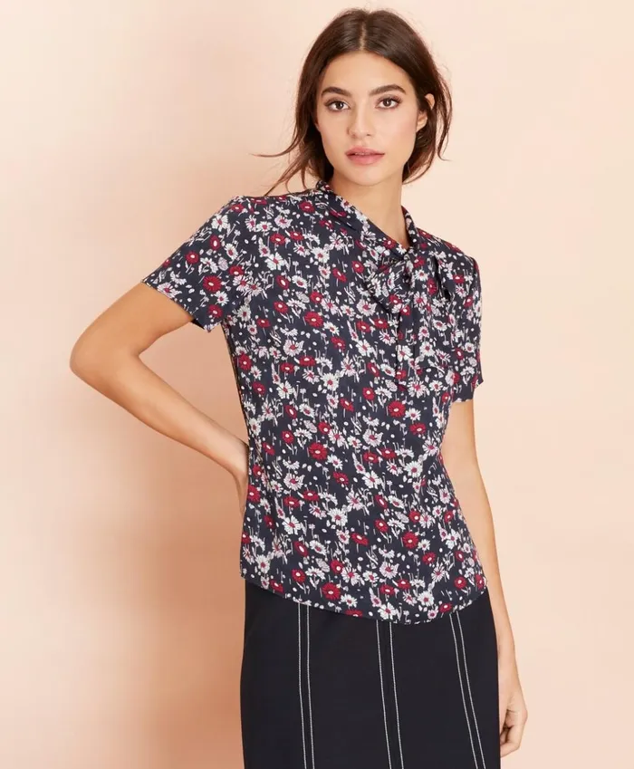 Brooks Brothers Shirts and Tops FloralPrint Crepe TieNeck Blouse Navymulti 8211 Women Brooks Brothers Shirts and Tops FloralPrint Crepe TieNeck Blouse Navymulti 8211 Women