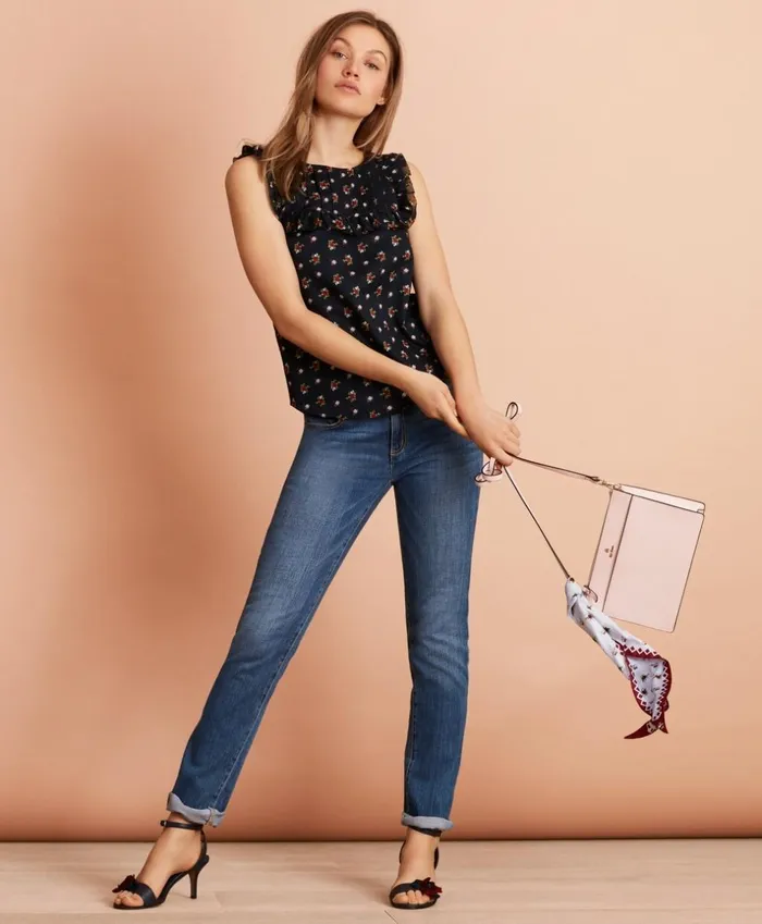 Brooks Brothers Shirts and Tops FloralPrint Ruffled Cotton Top Navyred 8211 Women Brooks Brothers Shirts and Tops FloralPrint Ruffled Cotton Top Navyred 8211 Women