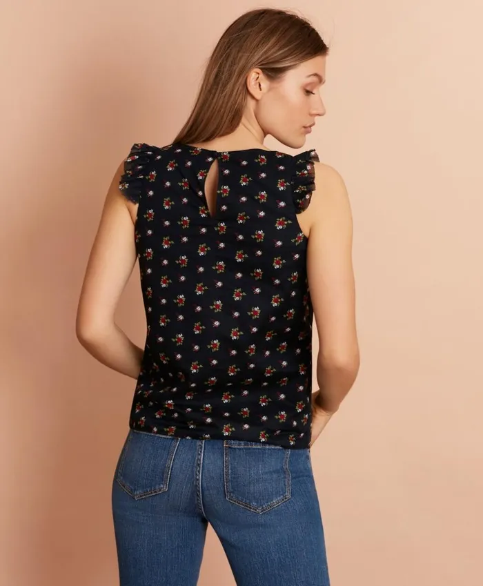 Brooks Brothers Shirts and Tops FloralPrint Ruffled Cotton Top Navyred 8211 Women Brooks Brothers Shirts and Tops FloralPrint Ruffled Cotton Top Navyred 8211 Women