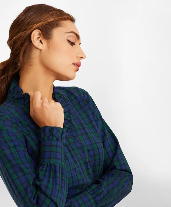 Brooks Brothers Shirts and Tops NonIron Black Watch Tartan Supima CottonBlend RuffleCollar Blouse Navygreen 8211 Women Brooks Brothers Shirts and Tops NonIron Black Watch Tartan Supima CottonBlend RuffleCollar Blouse Navygreen 8211 Women