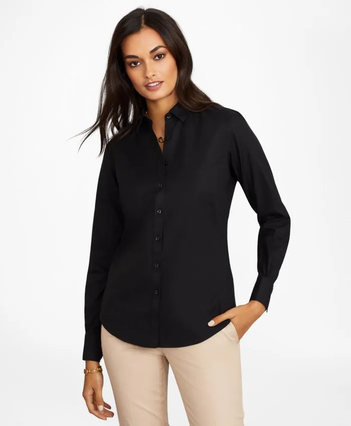 Brooks Brothers Shirts and Tops NonIron Fitted Dress Shirt Black 8211 Women