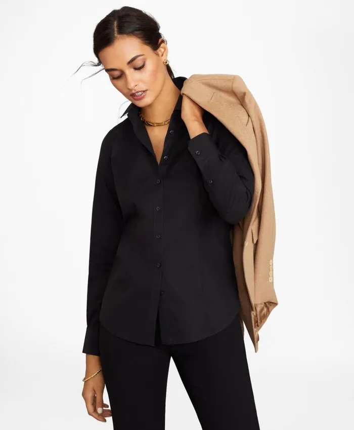 Brooks Brothers Shirts and Tops NonIron TailoredFit Stretch Supima Cotton Dress Shirt Black 8211 Women Brooks Brothers Shirts and Tops NonIron TailoredFit Stretch Supima Cotton Dress Shirt Black 8211 Women