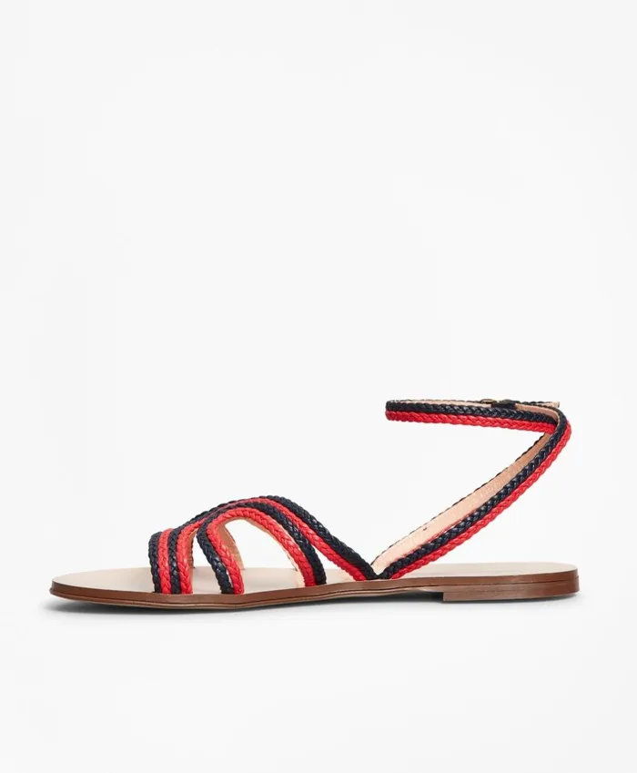 Brooks Brothers Shoes and Belts Braided Leather Slide Sandals Navy 8211 Women Brooks Brothers Shoes and Belts Braided Leather Slide Sandals Navy 8211 Women