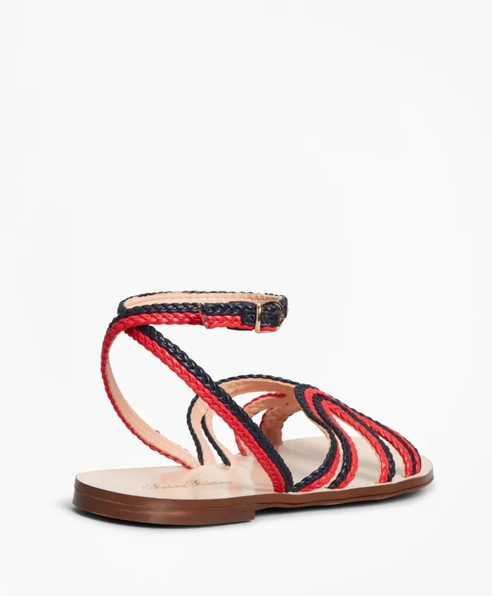 Brooks Brothers Shoes and Belts Braided Leather Slide Sandals Navy 8211 Women Brooks Brothers Shoes and Belts Braided Leather Slide Sandals Navy 8211 Women