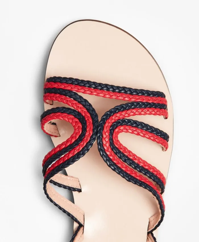 Brooks Brothers Shoes and Belts Braided Leather Slide Sandals Navy 8211 Women Brooks Brothers Shoes and Belts Braided Leather Slide Sandals Navy 8211 Women