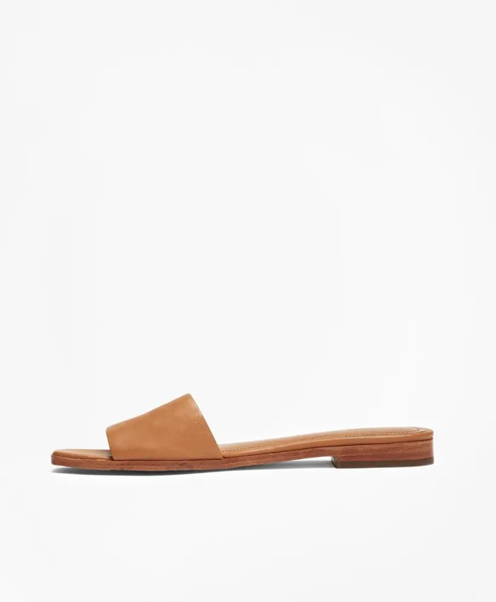 Brooks Brothers Shoes and Belts Leather Slide Sandals Light Brown 8211 Women Brooks Brothers Shoes and Belts Leather Slide Sandals Light Brown 8211 Women