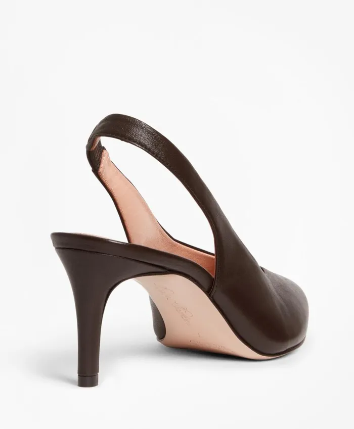 Brooks Brothers Shoes and Belts Leather SlingBack Pumps Brown 8211 Women Brooks Brothers Shoes and Belts Leather SlingBack Pumps Brown 8211 Women