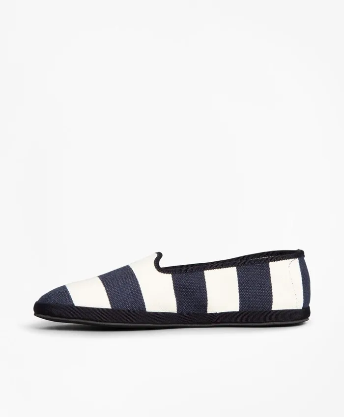 Brooks Brothers Shoes and Belts Striped Canvas Flats Navy 8211 Women Brooks Brothers Shoes and Belts Striped Canvas Flats Navy 8211 Women