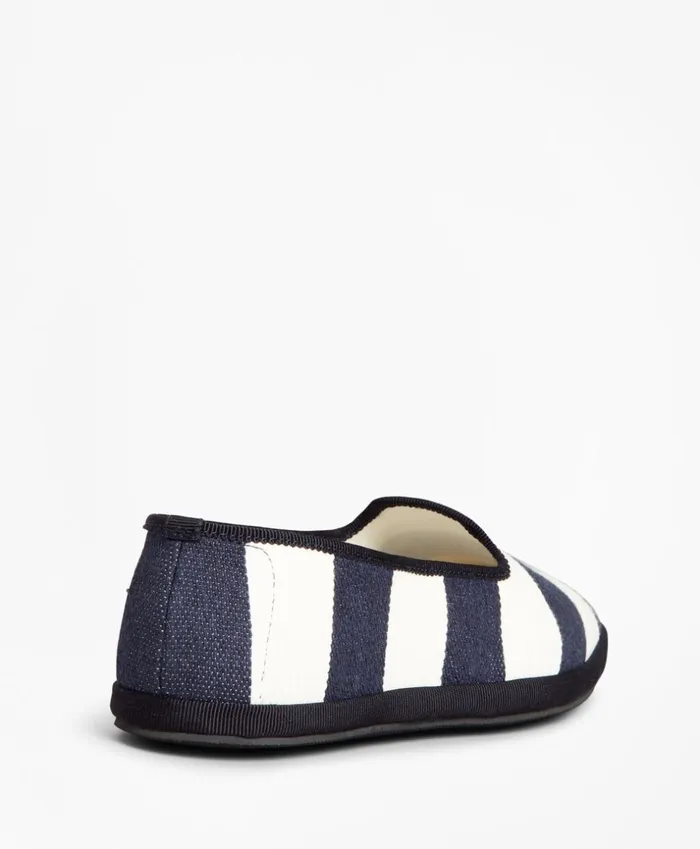 Brooks Brothers Shoes and Belts Striped Canvas Flats Navy 8211 Women Brooks Brothers Shoes and Belts Striped Canvas Flats Navy 8211 Women