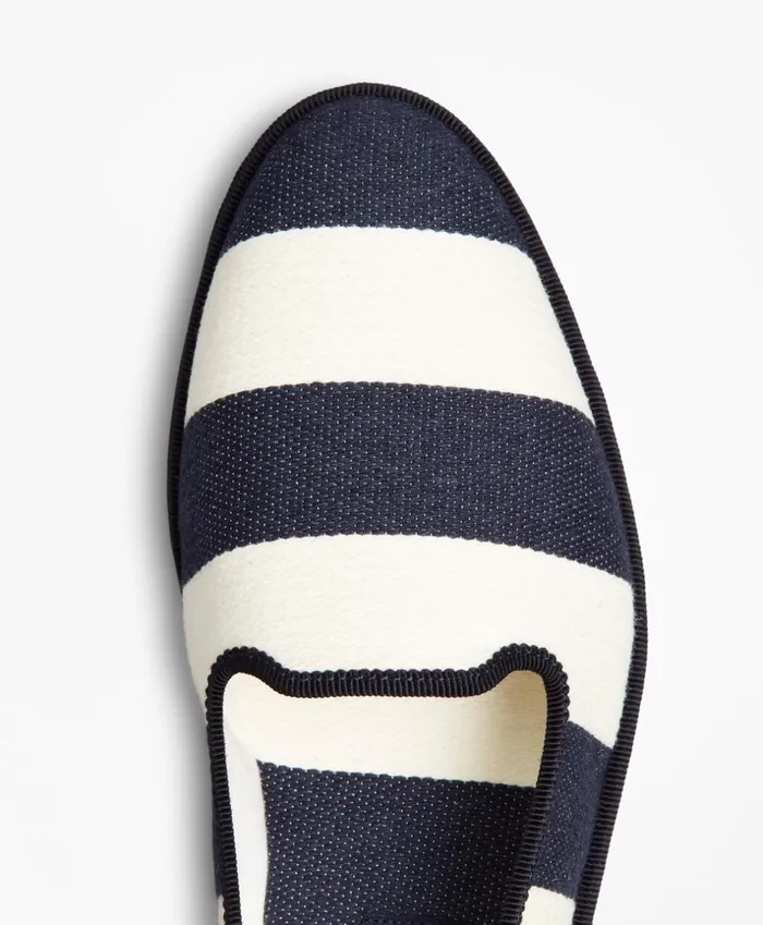 Brooks Brothers Shoes and Belts Striped Canvas Flats Navy 8211 Women Brooks Brothers Shoes and Belts Striped Canvas Flats Navy 8211 Women