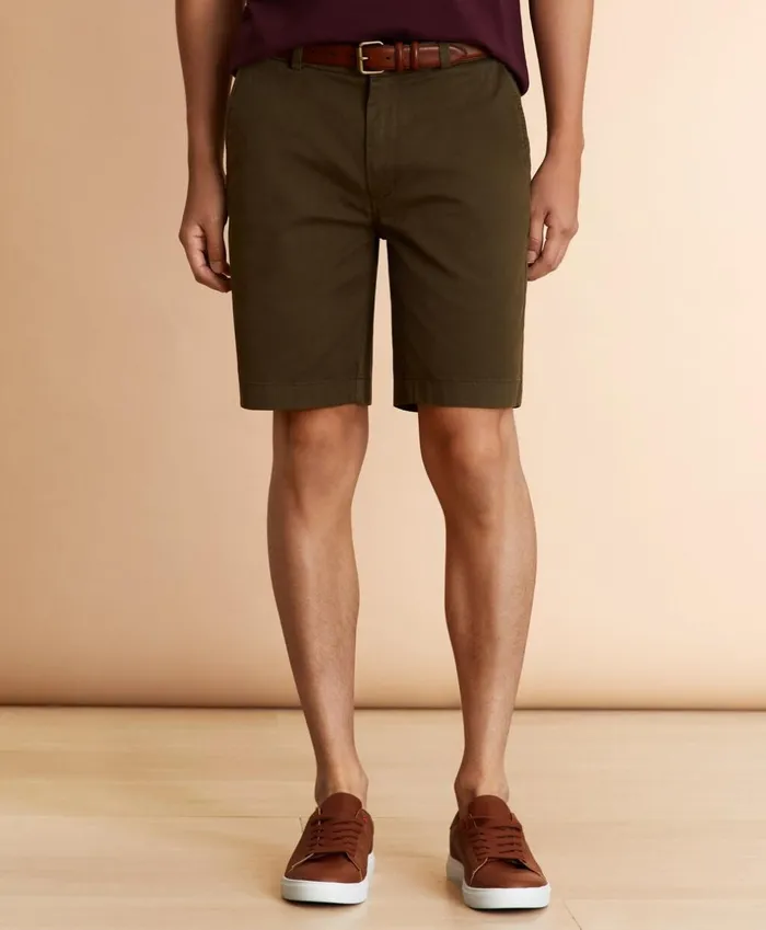 Brooks Brothers Shorts and Swimwear GarmentDyed 9034 Stretch Chino Shorts Olive 8211 Men