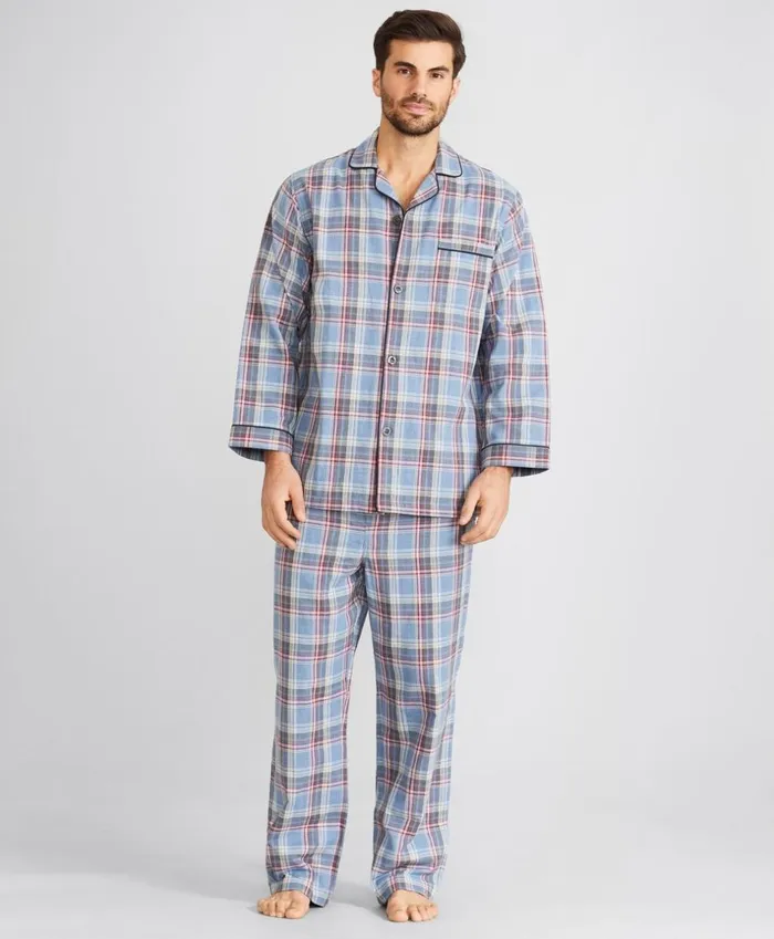 Brooks Brothers Sleepwear DoubleWeave Plaid Pajamas Navy 8211 Men
