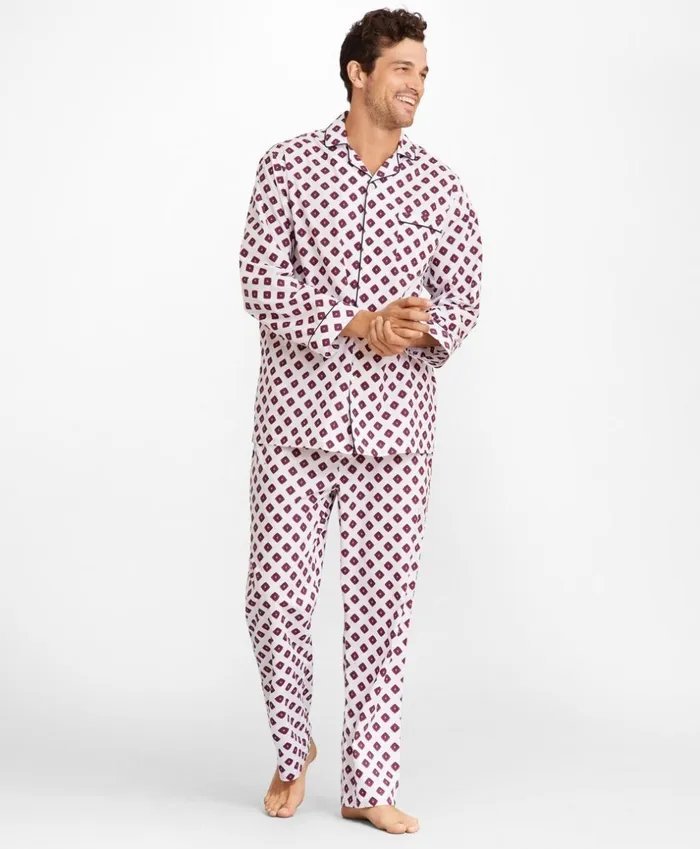 Brooks Brothers Sleepwear Neat Print Pajamas White 8211 Men