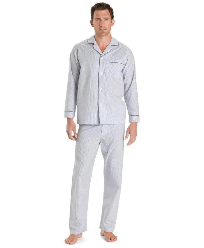 Brooks Brothers Sleepwear WrinkleResistant Blue Stripe Pajamas Light Blue 8211 Men
