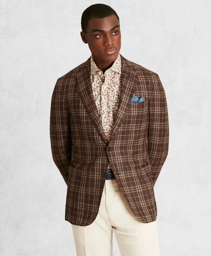 Brooks Brothers Sport Coats and Vests Golden Fleece SilkBlend Plaid Sport Coat Brown 8211 Men Brooks Brothers Sport Coats and Vests Golden Fleece SilkBlend Plaid Sport Coat Brown 8211 Men