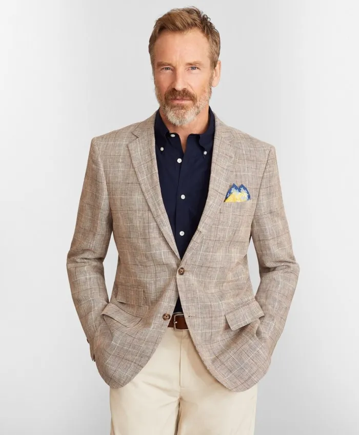 Brooks Brothers Sport Coats and Vests Madison Fit Linen Check Sport Coat Beige 8211 Men Brooks Brothers Sport Coats and Vests Madison Fit Linen Check Sport Coat Beige 8211 Men
