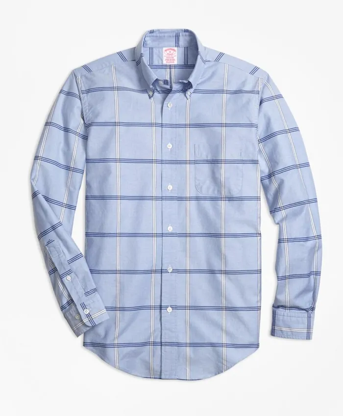 Brooks Brothers Sport Shirts Madison Fit Oxford BB1 Windowpane Sport Shirt Light Blue 8211 Men Brooks Brothers Sport Shirts Madison Fit Oxford BB1 Windowpane Sport Shirt Light Blue 8211 Men