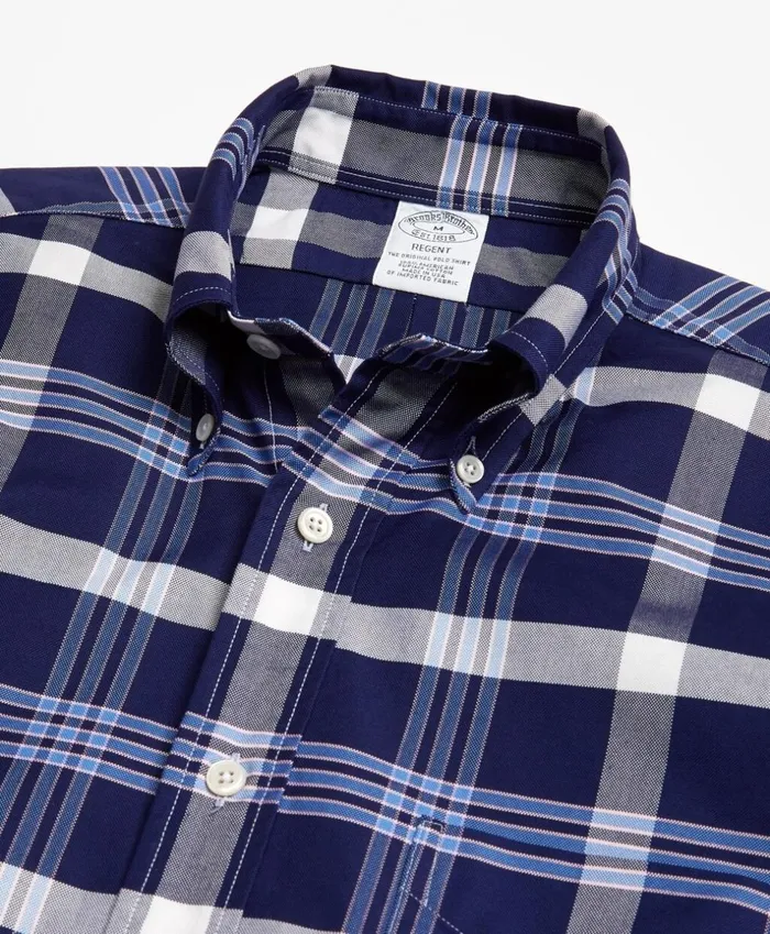 Brooks Brothers Sport Shirts Regent Fit Oxford BB10 Plaid Sport Shirt Navy 8211 Men Brooks Brothers Sport Shirts Regent Fit Oxford BB10 Plaid Sport Shirt Navy 8211 Men