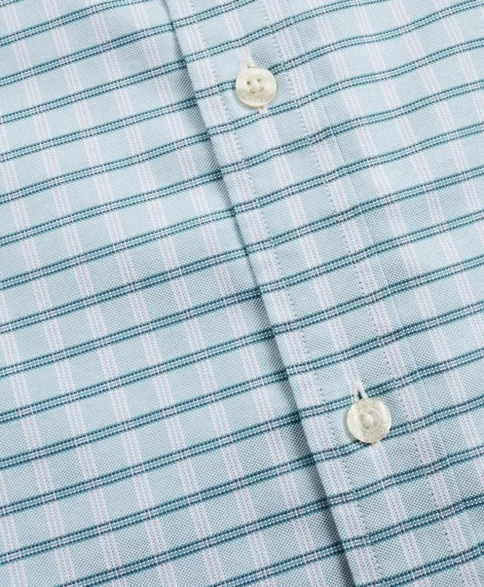 Brooks Brothers Sport Shirts Stretch Regent Fitted Sport Shirt NonIron ShortSleeve Check Blue 8211 Men