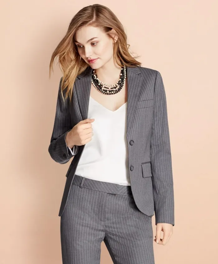 Brooks Brothers Suit Separates Pinstripe Stretch Wool TwoButton Jacket Grey 8211 Women Brooks Brothers Suit Separates Pinstripe Stretch Wool TwoButton Jacket Grey 8211 Women