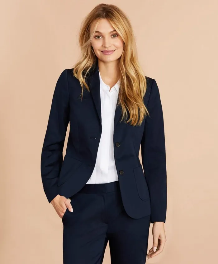 Brooks Brothers Suit Separates Stretch Cotton Sateen Jacket Navy 8211 Women