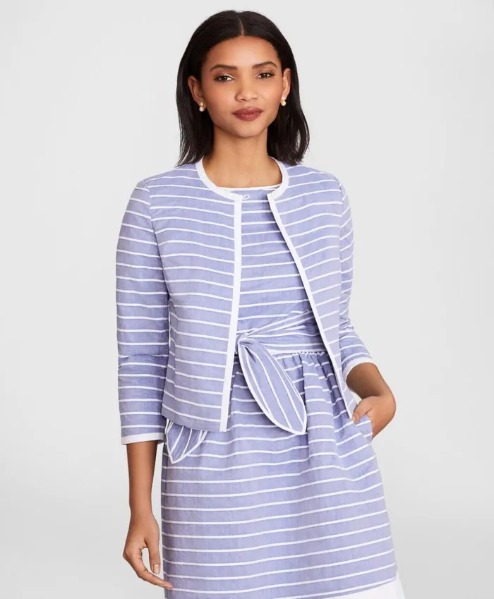 Brooks Brothers Suit Separates Striped Cotton Dobby Cropped Jacket Bluewhite 8211 Women Brooks Brothers Suit Separates Striped Cotton Dobby Cropped Jacket Bluewhite 8211 Women