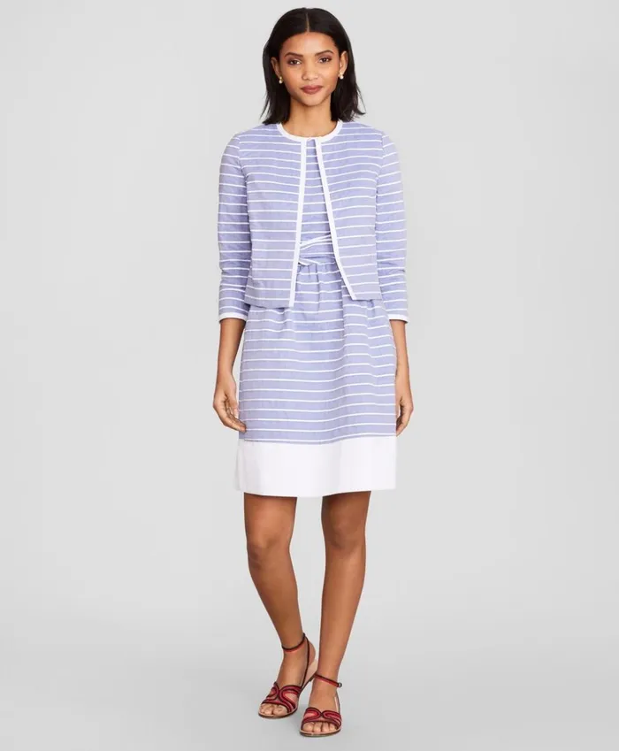 Brooks Brothers Suit Separates Striped Cotton Dobby Cropped Jacket Bluewhite 8211 Women Brooks Brothers Suit Separates Striped Cotton Dobby Cropped Jacket Bluewhite 8211 Women