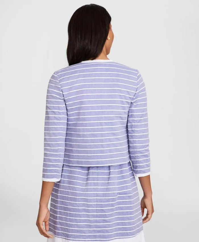 Brooks Brothers Suit Separates Striped Cotton Dobby Cropped Jacket Bluewhite 8211 Women Brooks Brothers Suit Separates Striped Cotton Dobby Cropped Jacket Bluewhite 8211 Women