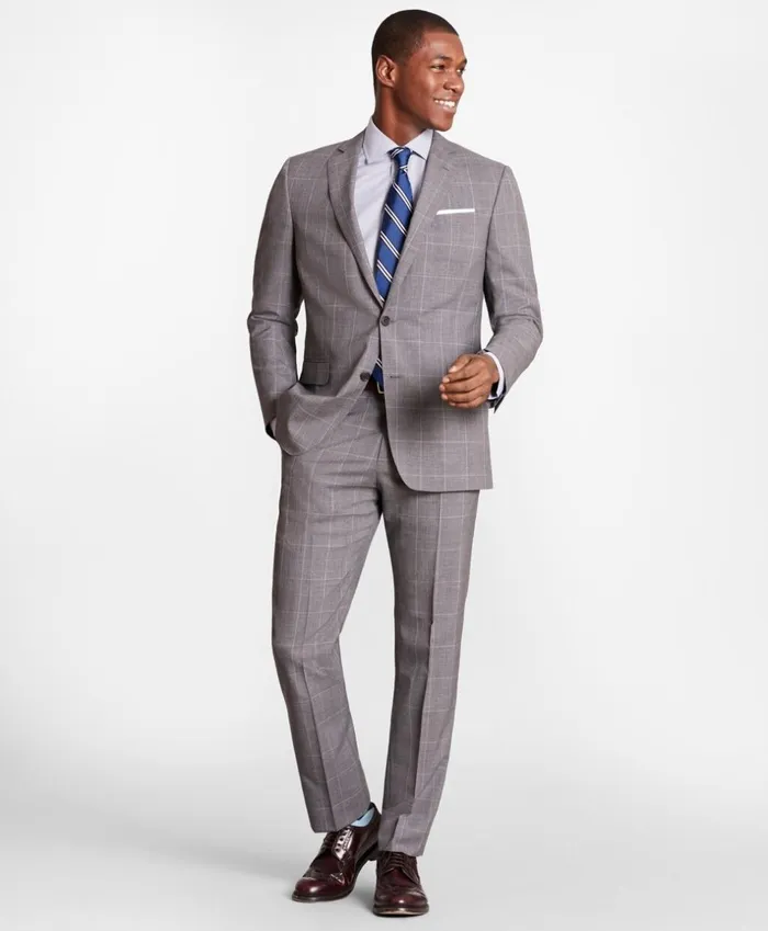 Brooks Brothers Suits BrooksGate RegentFit Windowpane Wool Suit Jacket Medium Grey 8211 Men Brooks Brothers Suits BrooksGate RegentFit Windowpane Wool Suit Jacket Medium Grey 8211 Men