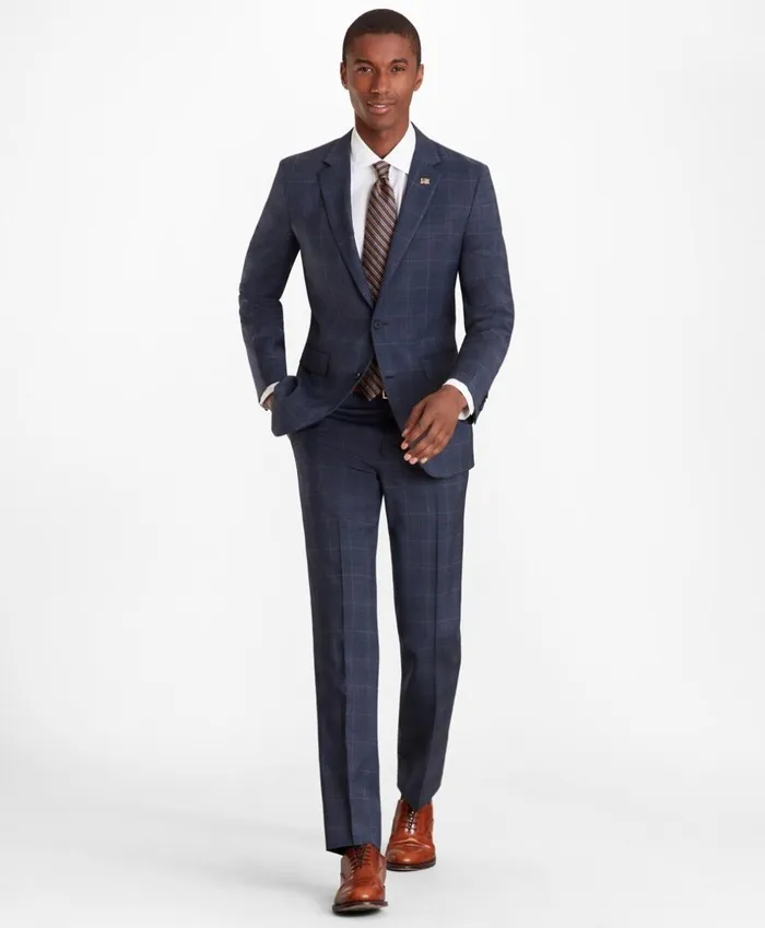 Brooks Brothers Suits Milano Fit Plaid 1818 Suit Dark Blue 8211 Men