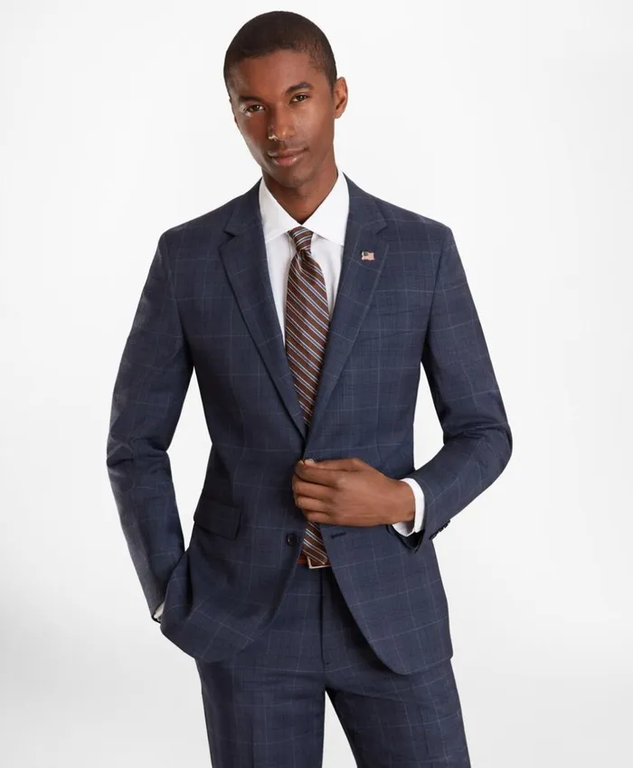 Brooks Brothers Suits Milano Fit Plaid 1818 Suit Dark Blue 8211 Men