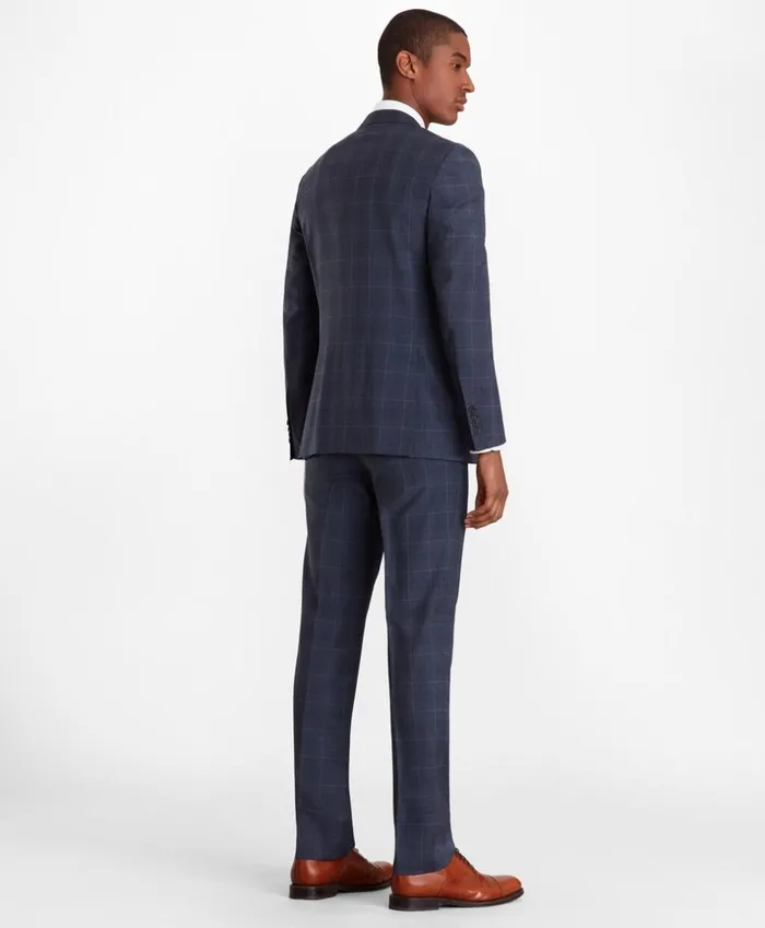 Brooks Brothers Suits Milano Fit Plaid 1818 Suit Dark Blue 8211 Men