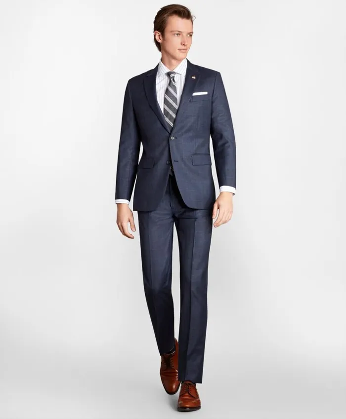 Brooks Brothers Suits Milano Fit Plaid 1818 Suit Darkgreyblue 8211 Men