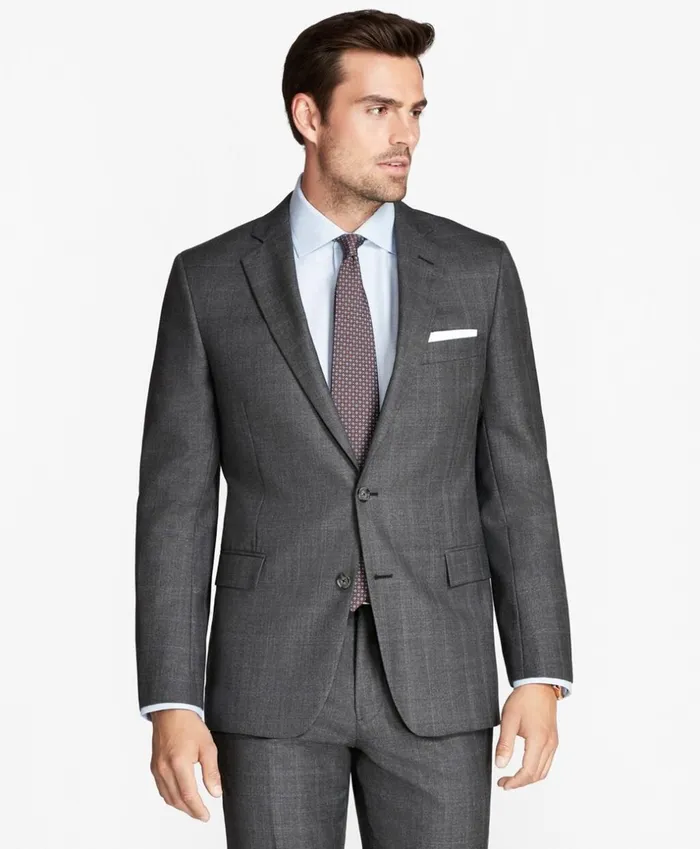 Brooks Brothers Suits Regent Fit Open Plaid 1818 Suit Grey 8211 Men