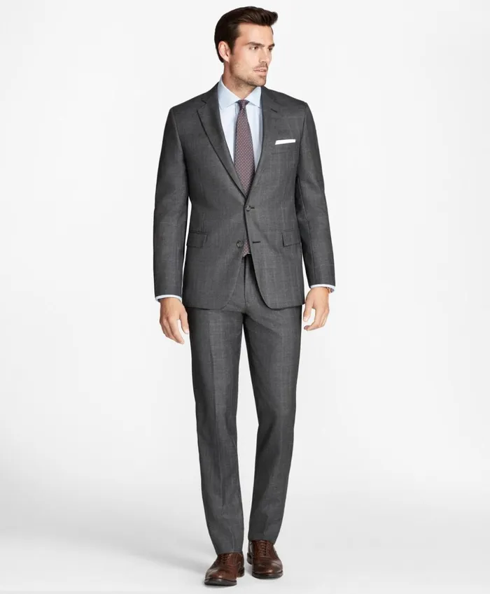 Brooks Brothers Suits Regent Fit Open Plaid 1818 Suit Grey 8211 Men