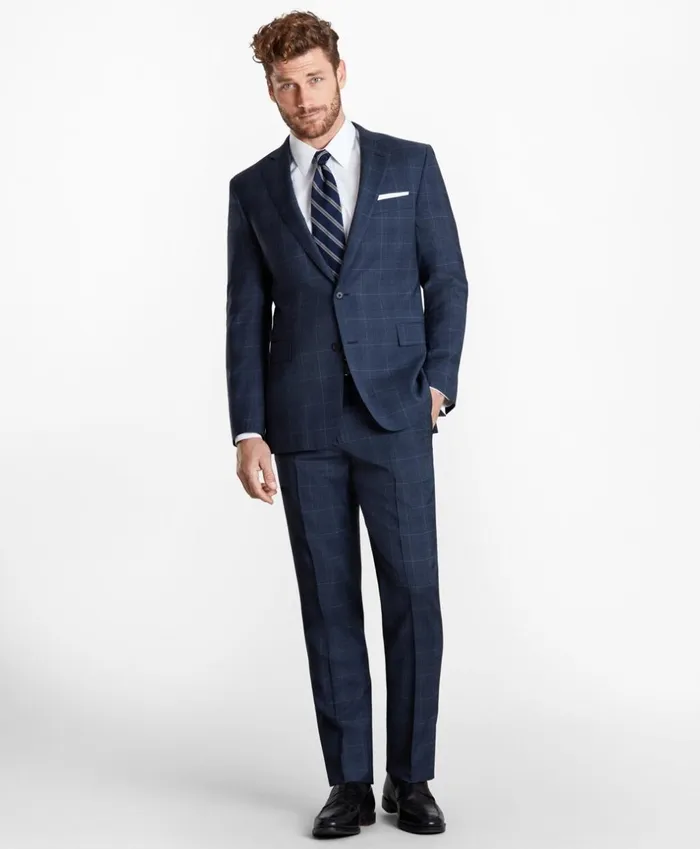 Brooks Brothers Suits Regent Fit Plaid 1818 Suit Dark Blue 8211 Men