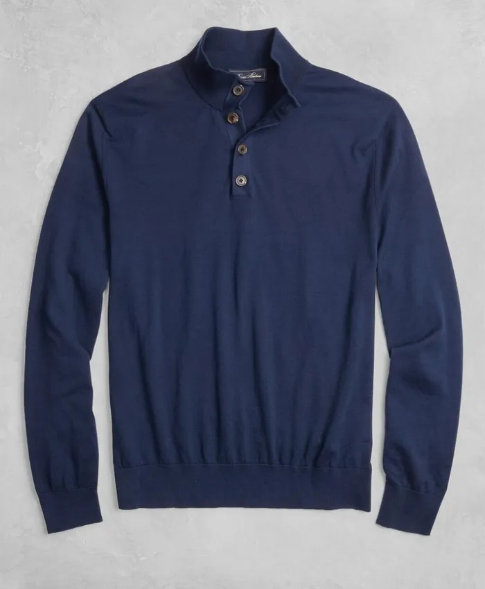 Brooks Brothers Sweaters Golden Fleece 3D Knit Henley Navy 8211 Men