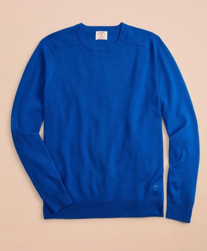 Brooks Brothers Sweaters Merino Wool Crewneck Sweater Blue 8211 Men