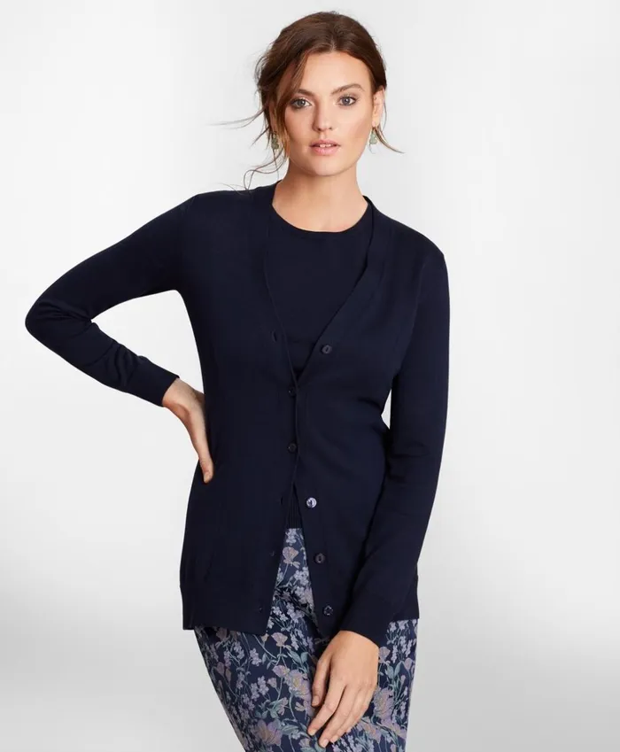 Brooks Brothers Sweaters Supima Cotton Long Cardigan Navy 8211 Women