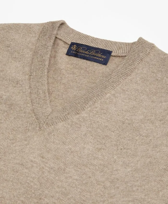 Brooks Brothers Sweaters VNeck Cashmere Sweater Dark Beige 8211 Men Brooks Brothers Sweaters VNeck Cashmere Sweater Dark Beige 8211 Men