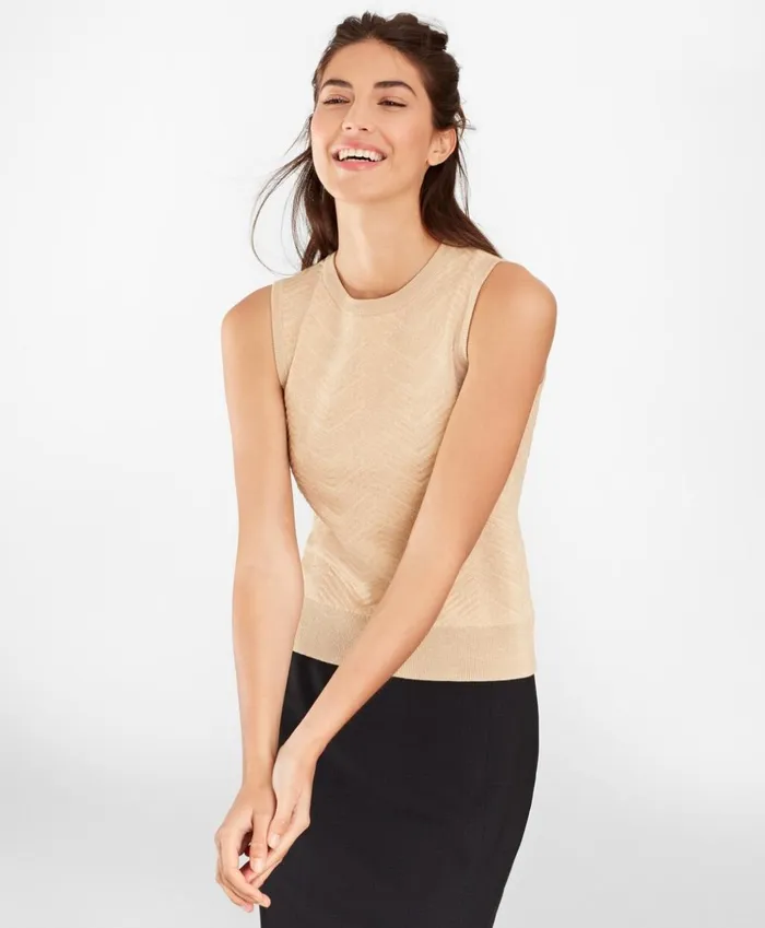 Brooks Brothers Sweaters WoolLinen ChevronKnit Shell Sahara 8211 Women